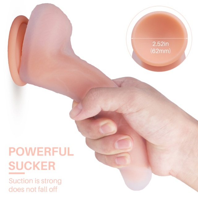 S220 Tarzan 7.68 inch Dual Layer Skin-Like Bendable Dildo with Balls Strong Suction Cup Base