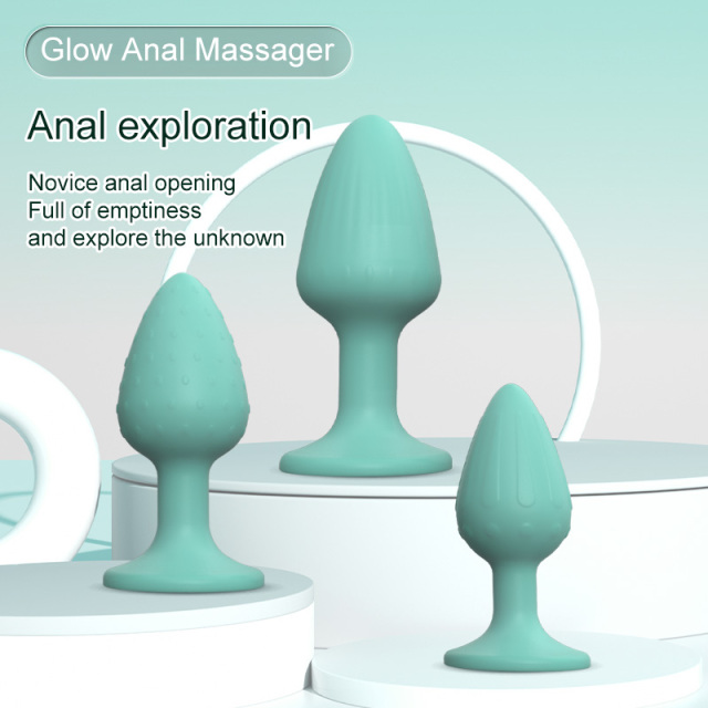 Glow In The Dark Butt Plug Set of 3 Sizes S M L with Stong Suction Base for Beginner, Intermediate Advanced Level Anal Stimulation