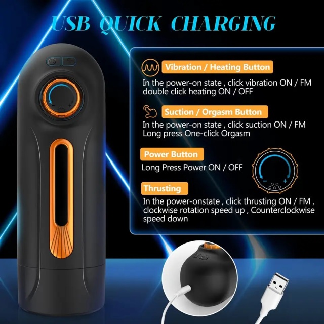 Adventurer Automatic Sex Toy for Men 6 in 1 Function 10 Vibration for Thrusting 4 Suction Male Masturbation with Heating