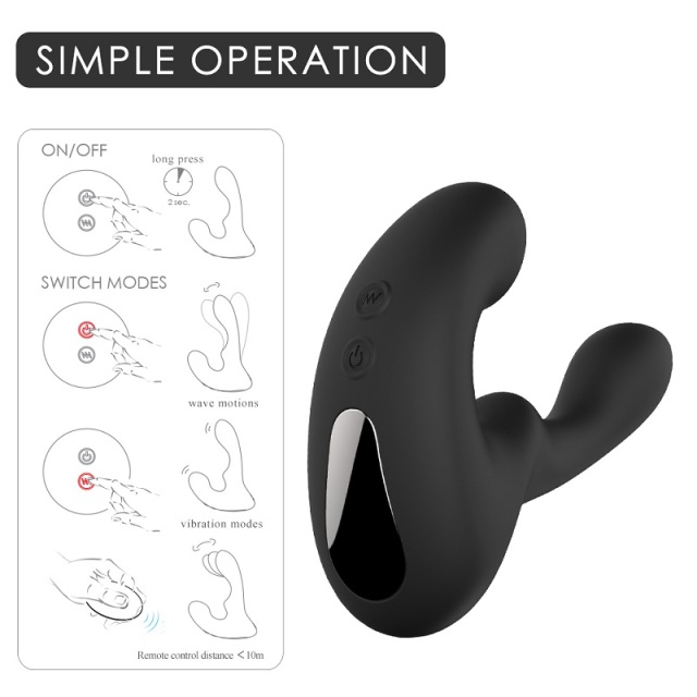 S041-2 Remote Control Anal Plug Prostate Massager with 9 Wave Motion and 9 Vibration for Gay Men Sex Toys