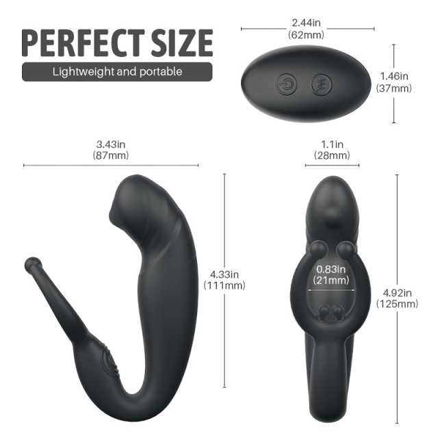 S234-2 Demon-RCT 3 in 1 Remote Control Anal Plug Prostate Massager with Testicular Massager with 9 Vibrating and 9 Sliding Mode