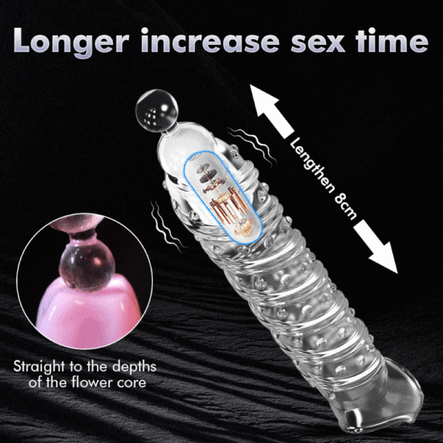 Tanhua Penis Sleeve Extensions Condom Male Enlargement Delay Vibrators Clits Massager Cock Ring Vibrating Penis Extender