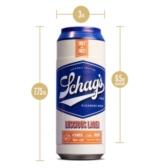 Blush Schag's Luscious Lager Frosted Self Lubricating Textured Beer Can Masturbator Male Stroker Toy