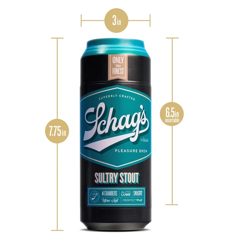 Blush Schag's Sultry Stout Frosted Self Lubricating Textured Beer Can Masturbator Male Stroker Toy