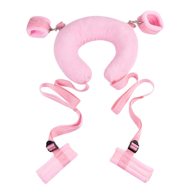 Sex Bondage Pillow Restraints Set with Adjustable Plush Handcuffs and Leg Straps Cuffs