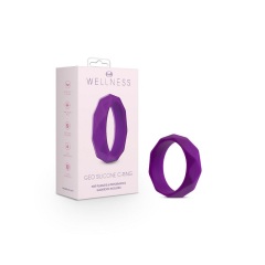 Wellness By Blush Geometric Purple UltraSilk Penis Ring for Men Delayed Ejaculation Made with Puria Silicone