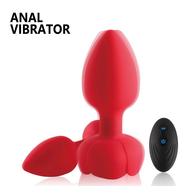 JEHO Silicone Rose LED Anal Plug With Remote Control for Women 10 Speed Function USB Rechargeable