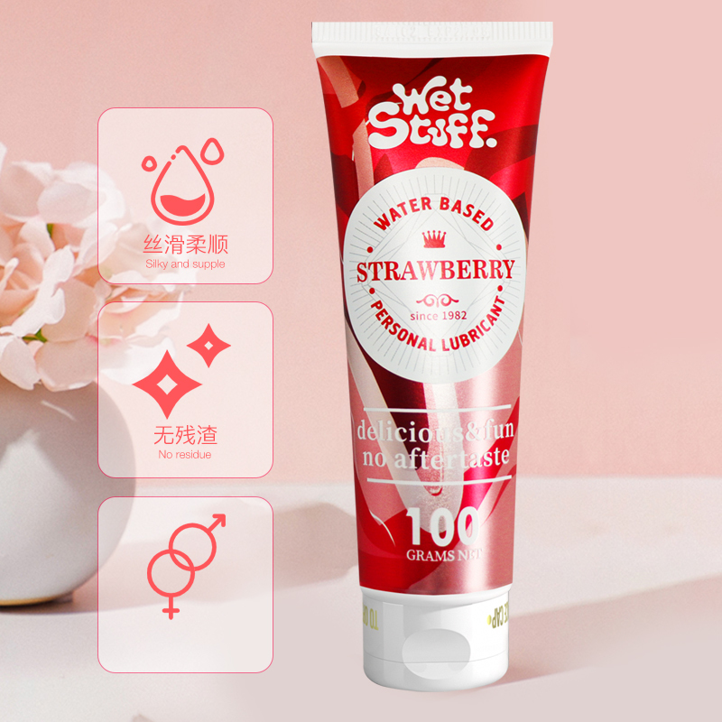 Wholesale Wet Stuff Strawberry Flavor Personal Lubricant Edible Water Based 100g Flavored Lube for Blowjob