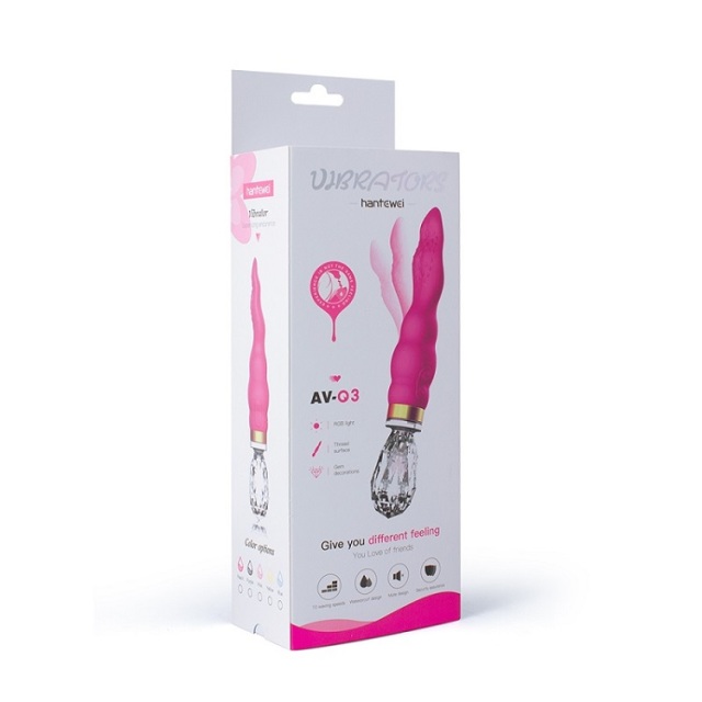Wholesale HTW AV03 Luminous Crystal Grip Long Tongue Vibrator with 10 Speed Function for Female Vagina Orgasm