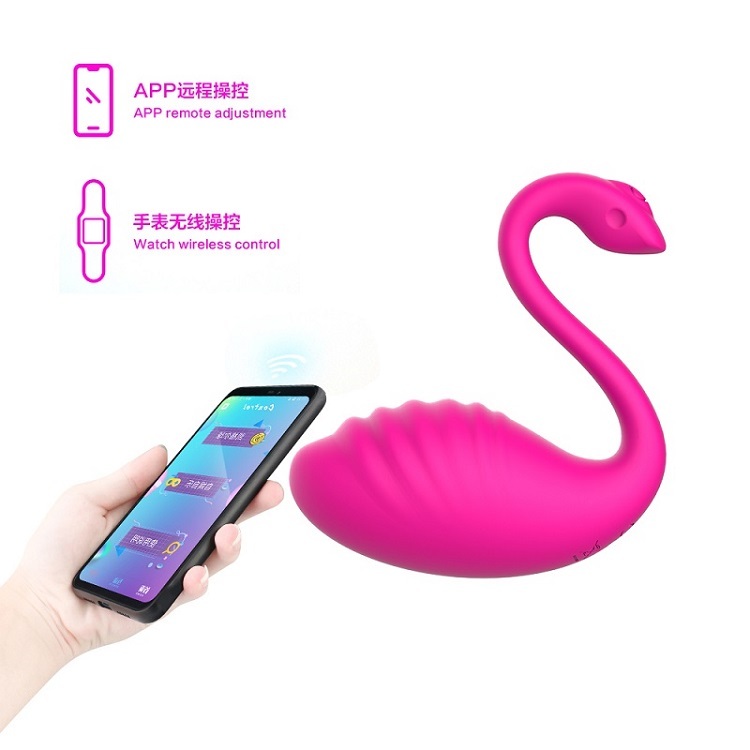Wholesale Swan Phone APP & Wireless Remote Control Wearable Vibrator with 9 Speed Function for Women Masturbation