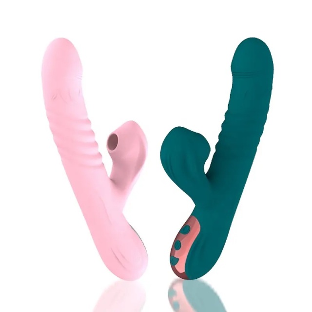 Yequ Green Automatic Heating Dildo Telescopic G Spot Stimulator Vaginal Massager with 36 Speed Clit Sucking and Vibrating Sex Toys for Women