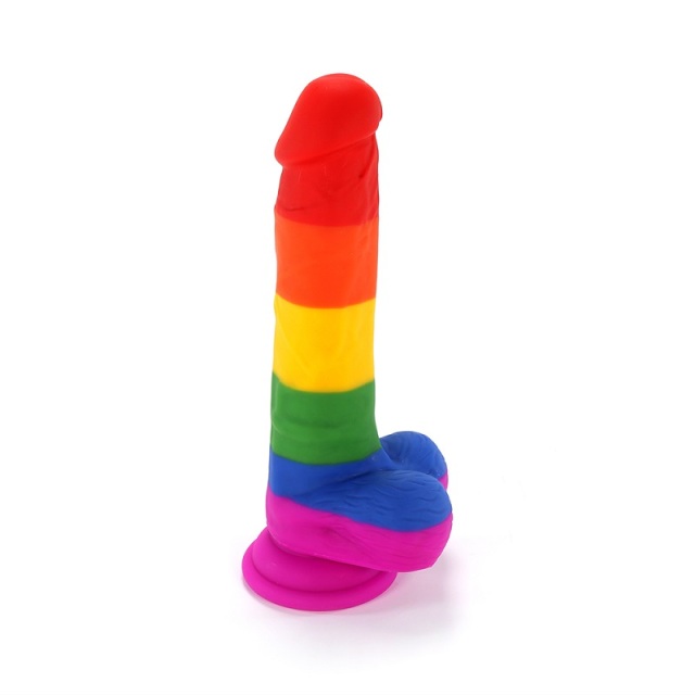 8.2 Inch Rainbow Pride Edition Dildo Realistic Penis with Suction Cup Vaginal G-spot and Anal Play for Gay Big Dildos