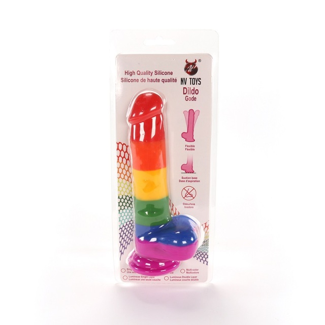 8.2 Inch Rainbow Pride Edition Dildo Realistic Penis with Suction Cup Vaginal G-spot and Anal Play for Gay Big Dildos