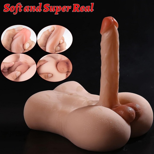 JEHO 2.6KG(5.51lbs) US Male Realistic Sex Doll Torso With 21CM(8.1Inch ) Dildo and Anal