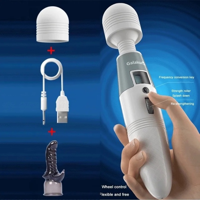 Galaku Speed Angel AV Wand Massager Vibrator for Women LED Screen Display Full Body Massager Clitoris Stimulation
