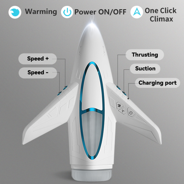 M-200max Automatic Airplane Shape Masturbation Cup with Thrusting Suction Heating Function for Men Stroker