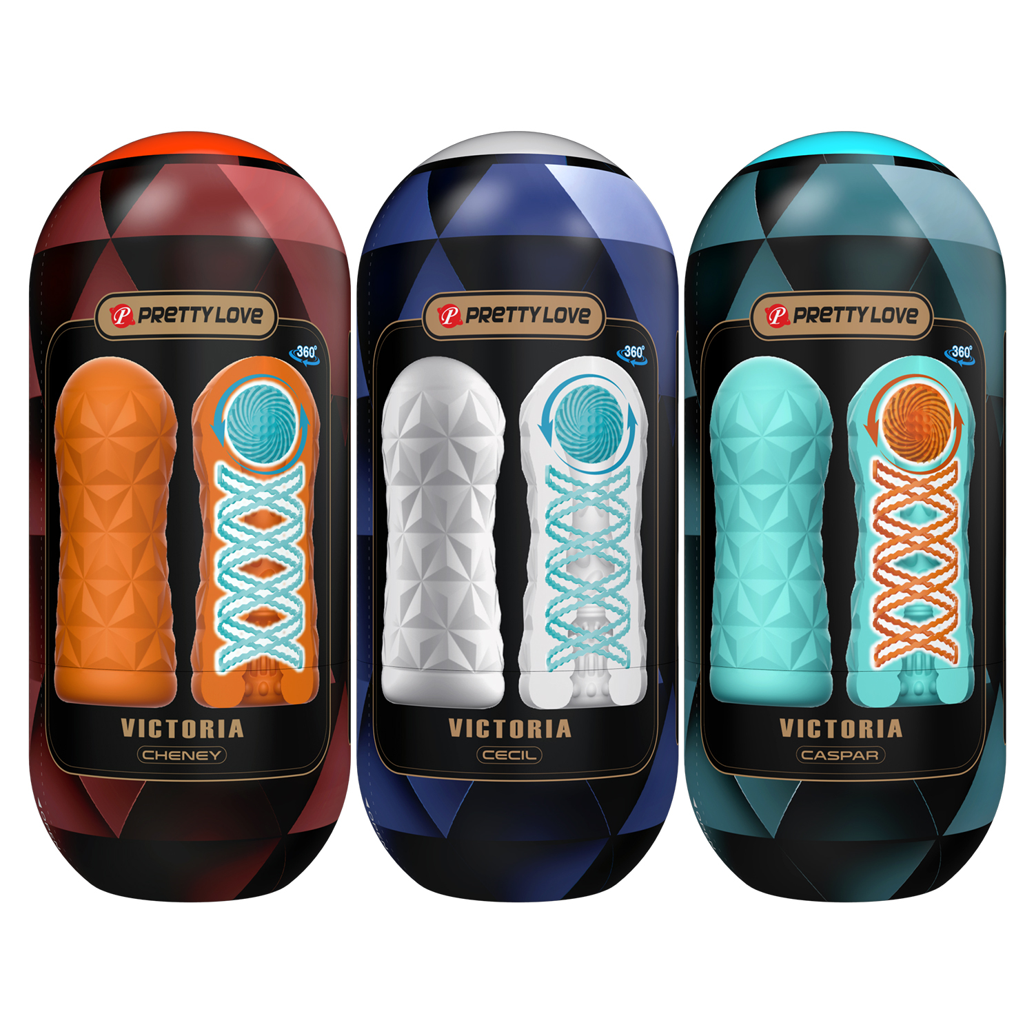 Pretty Love Male Masturbator Set with Whirl Coil & Stimulation Balls – 3 Types, 15 Pieces – BM-009229T6H