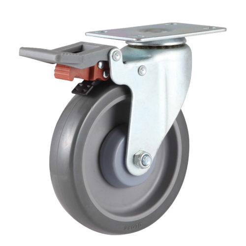 3" x 1" Noise Reducing PU Wheel,3.7" x 2.6" Top Plate Swivel Casters with Nylon Total Lock, 132 lbs Load Rating