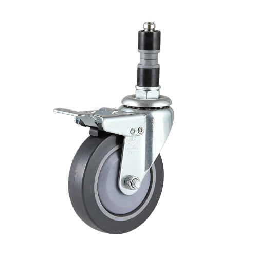 4" x 1" Premium TPR Wheel, Expanding Stem Casters with Metal Total Lock, 132 lbs Load Rating