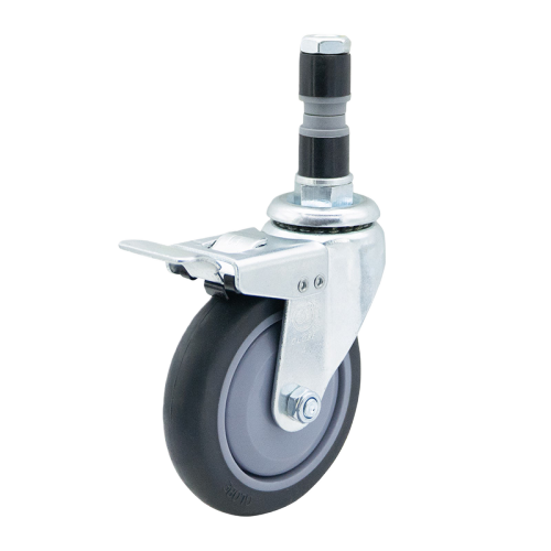 4" x 1" Premium TPR Wheel, Expanding Stem Casters with Metal Total Lock, 132 lbs Load Rating