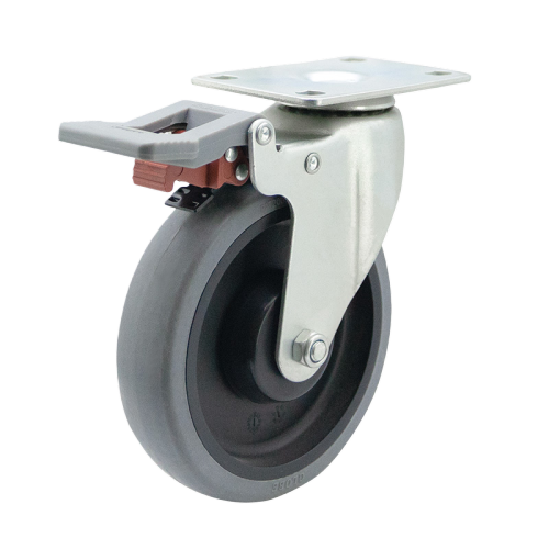 4" x 1" Conductive TPR Wheel,3.7" x 2.6" Top Plate Swivel Casters with Nylon Total Lock, 176 lbs Load Rating