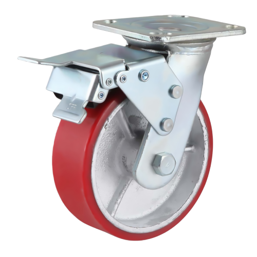 8" x 2" Polyurethane Wheel,4.5" x 4" Top Plate Swivel Casters with Metal Total Lock, 926 lbs Load Rating