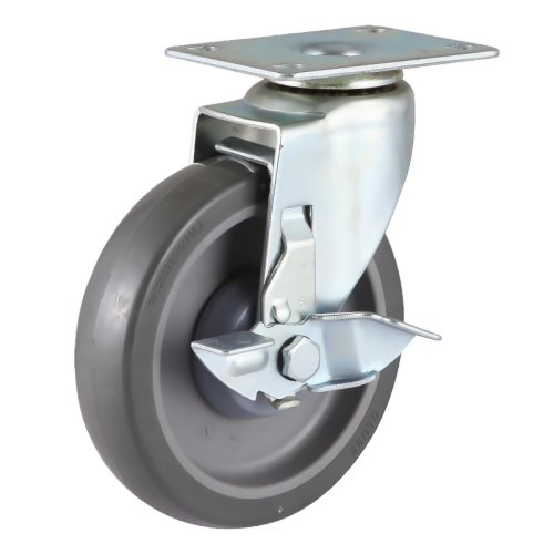 3" x 1" Noise Reducing PU Wheel,3.7" x 2.6" Top Plate Swivel Casters with Metal Side Brake, 132 lbs Load Rating