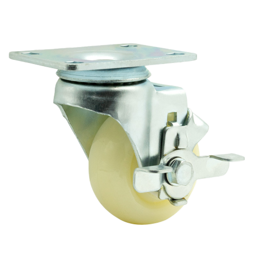 1.5" x 1" Nylon Wheel,2.6" x 2" Top Plate Swivel Casters with Metal Side Brake, 110 lbs Load Rating