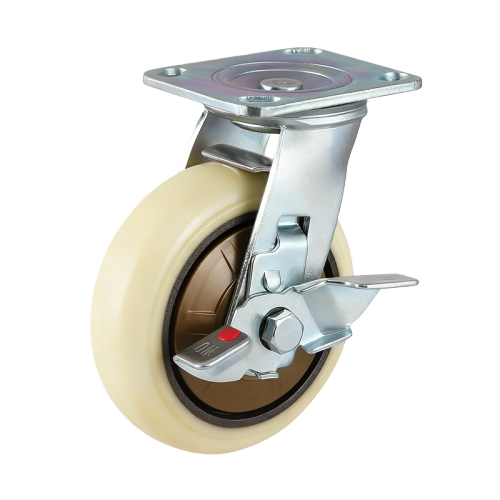 8" x 2" Polyurethane Wheel,4.5" x 4" Top Plate Swivel Casters with Metal Side Brake, 926 lbs Load Rating