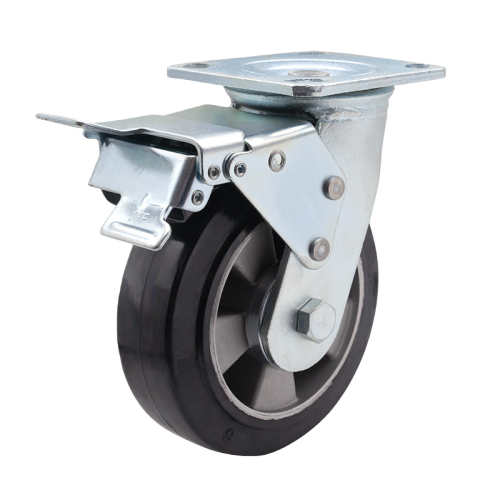 5" x 2" Rubber Wheel,4.5" x 4" Top Plate Swivel Casters with Metal Total Lock, 661 lbs Load Rating