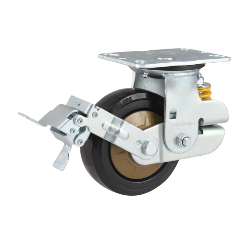 6" x 2" Premium Rubber Wheel,6.2" x 4.5" Spring Loaded Casters with Metal Tread Brake, 772 lbs Load Rating