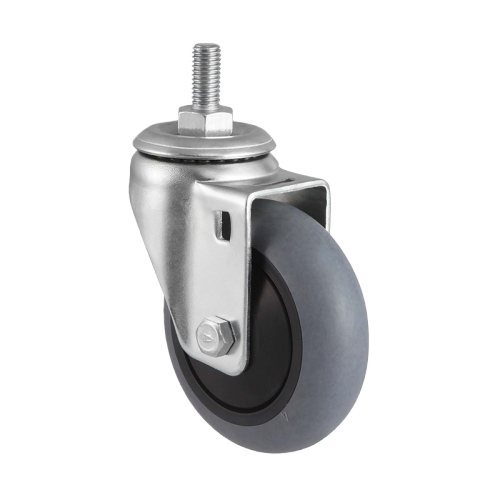 4" x 1.5" Conductive TPR Wheel, Threaded Stem Casters, 198 lbs Load Rating