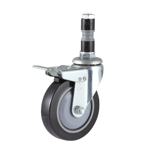 5" x 1" Premium PU Wheel, Expanding Stem Casters with Metal Total Lock, 154 lbs Load Rating