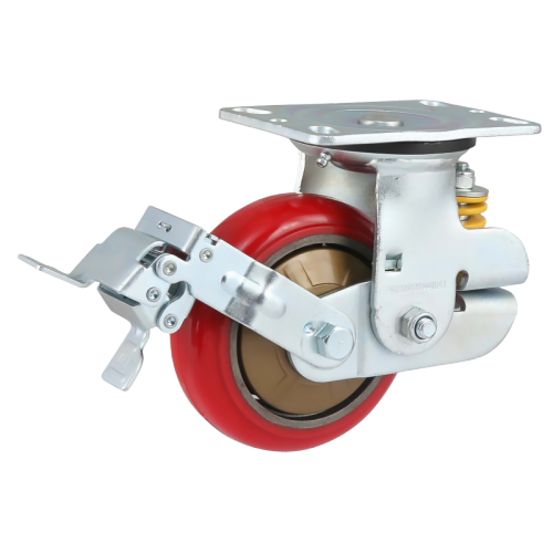8" x 2" Polyurethane Wheel,6.2" x 4.5" Spring Loaded Casters with Metal Tread Brake, 882 lbs Load Rating