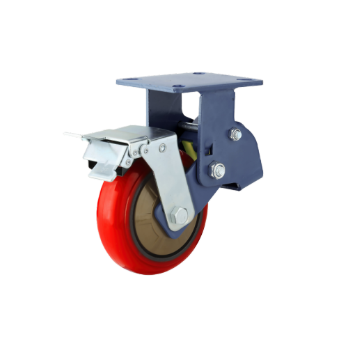 6" x 2" Polyurethane Wheel,5.5" x 4.3" Spring Loaded Casters with Metal Tread Brake, 772 lbs Load Rating