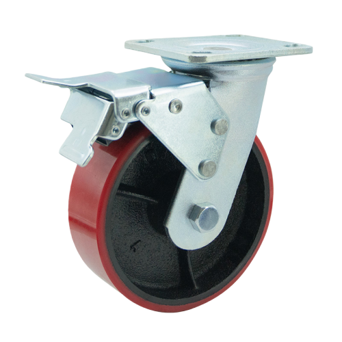 8" x 2" Polyurethane Wheel,4.5" x 4" Top Plate Swivel Casters with Metal Total Lock, 772 lbs Load Rating