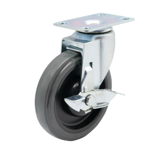3" x 1" Noise Reducing PU Wheel,3.7" x 2.6" Top Plate Swivel Casters with Metal Side Brake, 132 lbs Load Rating