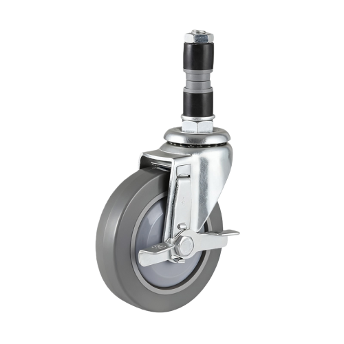3" x 1" Noise Reducing PU Wheel, Expanding Stem Casters with Metal Side Brake, 110 lbs Load Rating