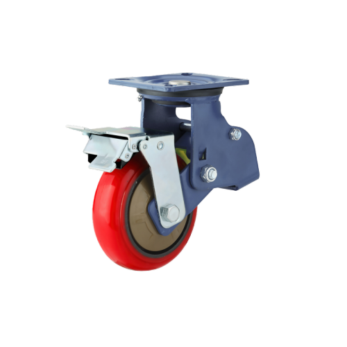 5" x 2" Polyurethane Wheel,5.5" x 4.3" Spring Loaded Casters with Metal Tread Brake, 661 lbs Load Rating