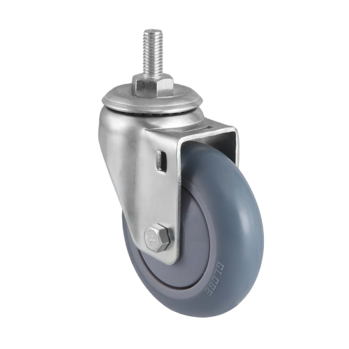 4" x 1.5" Premium TPR Wheel, Threaded Stem Casters, 198 lbs Load Rating