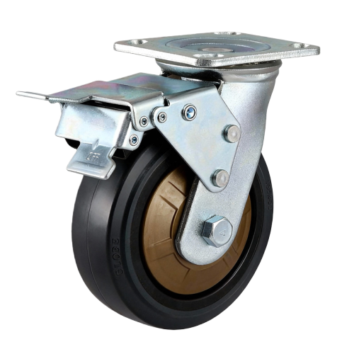 5" x 2" Premium Rubber Wheel,4.5" x 4" Top Plate Swivel Casters with Metal Total Lock, 661 lbs Load Rating