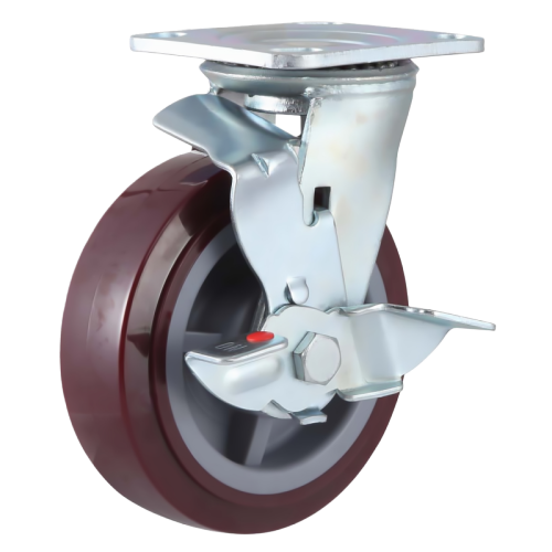 5" x 2" Premium PU Wheel,4.5" x 4" Top Plate Swivel Casters with Metal Side Brake, 772 lbs Load Rating