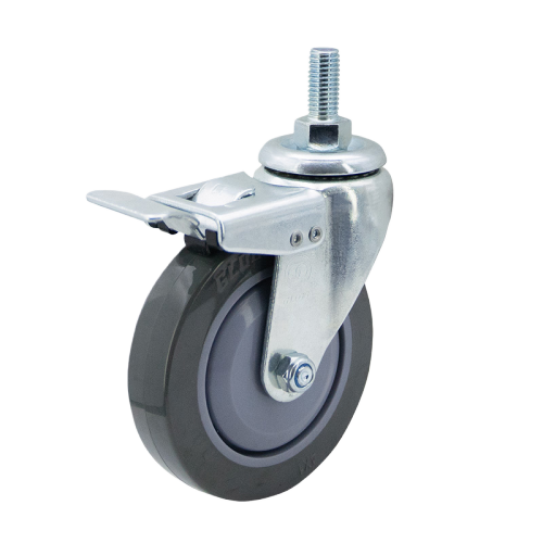 3" x 1" Noise Reducing PU Wheel, Threaded Stem Casters with Metal Total Lock, 110 lbs Load Rating