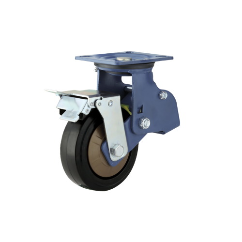 6" x 2" Premium Rubber Wheel,5.5" x 4.3" Spring Loaded Casters with Metal Tread Brake, 772 lbs Load Rating