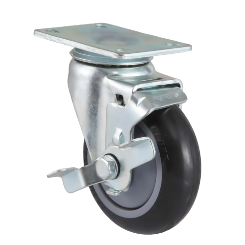 3" x 1" PP Wheel,4" x 3" Top Plate Swivel Casters with Metal Side Brake, 154 lbs Load Rating