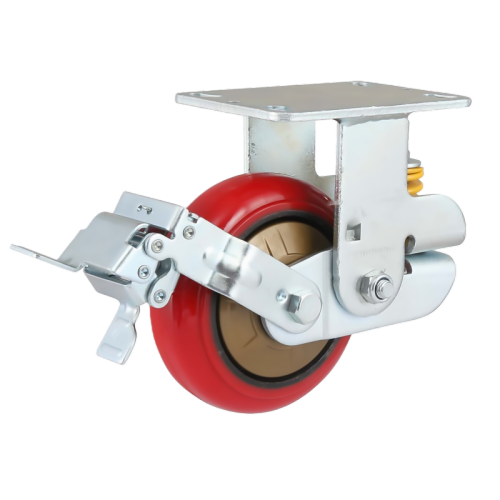 8" x 2" Polyurethane Wheel,6.2" x 4.5" Spring Loaded Casters with Metal Tread Brake, 882 lbs Load Rating