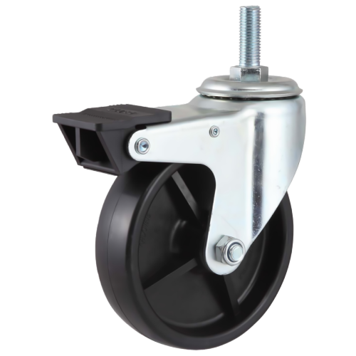 4" x 1.5" Phenolic Wheel, Threaded Stem Casters with Nylon Total Lock, 441 lbs Load Rating