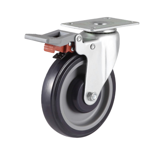 3" x 1" Premium PU Wheel,3.7" x 2.6" Top Plate Swivel Casters with Nylon Total Lock, 132 lbs Load Rating