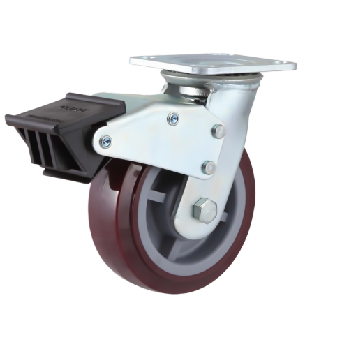 5" x 2" Premium PU Wheel,4.5" x 4" Top Plate Swivel Casters with Nylon Total Lock, 772 lbs Load Rating