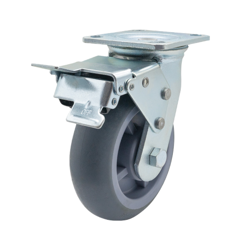 4" x 2" Premium TPR Wheel,4.5" x 4" Top Plate Swivel Casters with Metal Total Lock, 331 lbs Load Rating